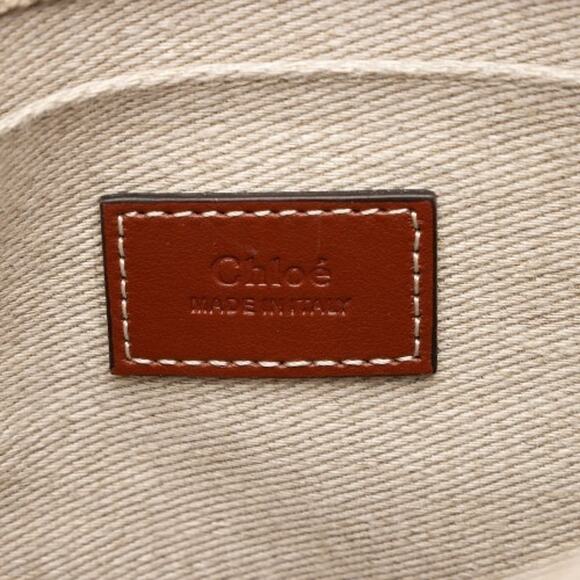 Chloe Small Woody Ribbon Tote With Strap White Brown - Picture 7 of 10